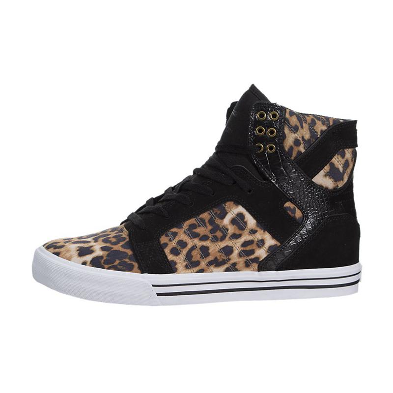 Zapatillas Altas Supra Argentina Mujer - SKYTOP Leopardo Negras (BHZCR-6520)